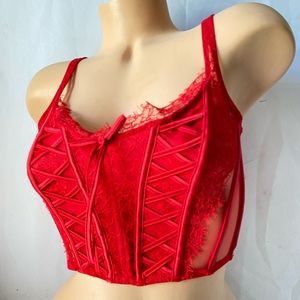 Victoria’s Secret Dream Angels Lace Up Mesh Lace Corset Bustier Bra Top
